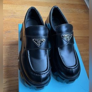 Black Prada Brushed Leather Monolith Loafers - Women’s Size 7